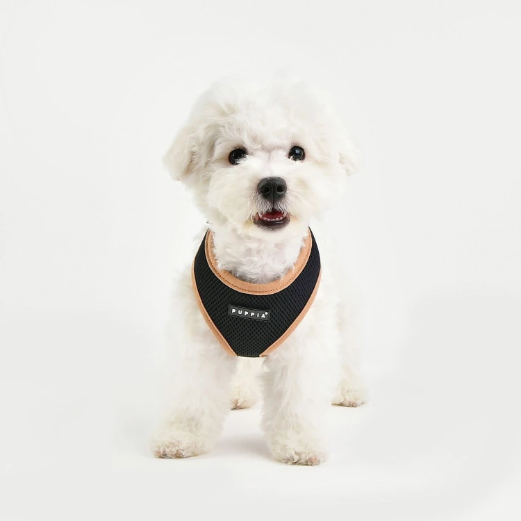 Bezuciskowe szelki dla psa i kota puppia soft black beige