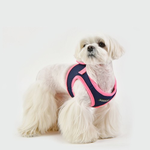 Bezuciskowe szelki kamizelka dla psa i kota puppia soft navy pink