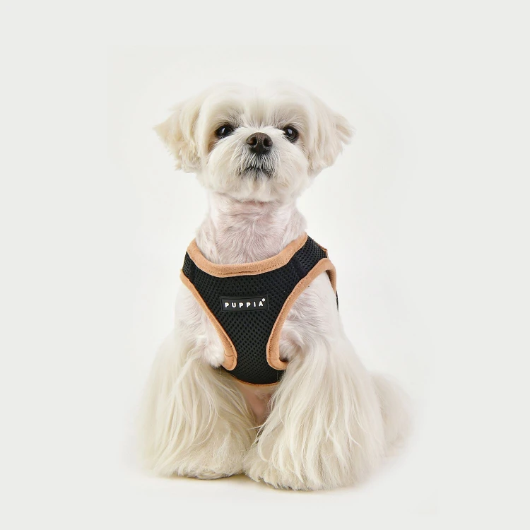 Bezuciskowe szelki kamizelka dla psa i kota puppia soft black beige