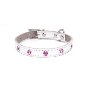 Luxury Leather Dog collar Glamour Smart Animal with Swarovski crystals